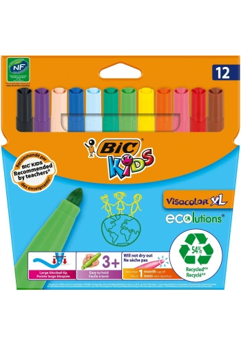 Bic Visa Yıkanabilir Jumbo Keçeli Kalem 12 Renk (8922233)