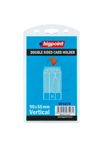 Bigpoint Çift Taraflı Kart Kabı Dikey Şeffaf 55x90mm