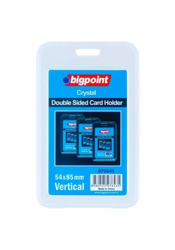 Bigpoint Çift Taraflı Kart Kabı Kristal Dikey Şeffaf 54x85mm