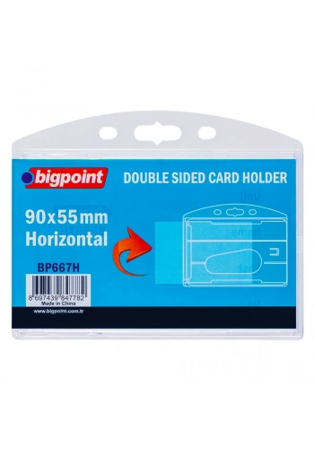Bigpoint Çift Taraflı Kart Kabı Yatay Şeffaf 90x55mm