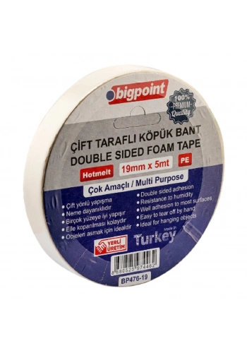Bigpoint Çift Taraflı Köpük Bant 19mmx5m