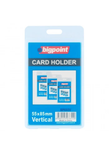 Bigpoint Çift Taraflı PP Kart Kabı Dikey Şeffaf 55x85mm