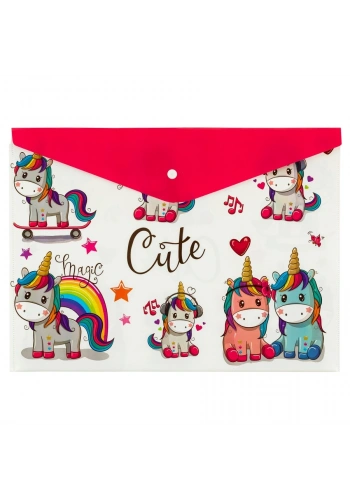 Bigpoint Çıtçıtlı Dosya A4 Unicorn Desenli