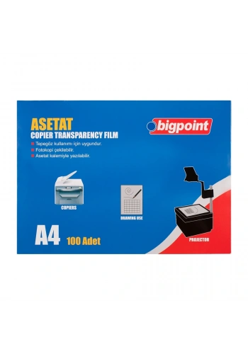 Bigpoint Fotokopi Asetatı A4 100 Mikron 100lü Kutu