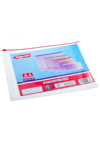 Bigpoint Kilitli Döküman Dosyası A4 PVC Kırmızı