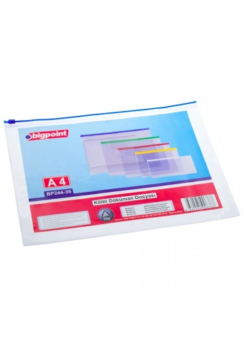 Bigpoint Kilitli Döküman Dosyası A4 PVC Mavi