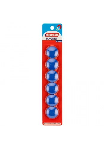 Bigpoint Magnet 30mm (Mıknatıs) Mavi 6lı Blister