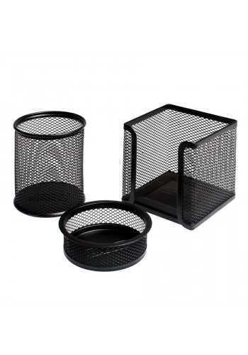 Bigpoint Masaüstü Metal Perfore Kalemlik Seti 3lü Siyah