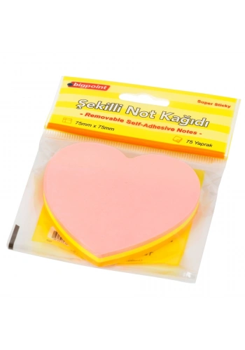 Bigpoint Şekilli Not Kağıdı Kalp 75 Yaprak