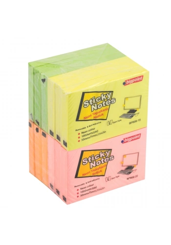 Bigpoint Yapışkanlı Not Kağıdı 75x50mm Neon 4 Renk