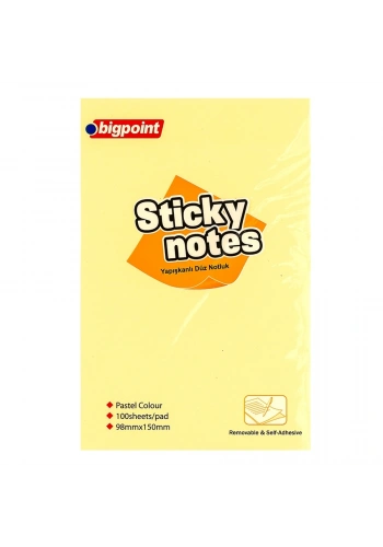 Bigpoint Yapışkanlı Not Kağıdı Düz 100x150mm Sarı