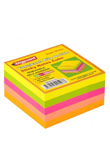 Bigpoint Yapışkanlı Not Kağıdı Super Sticky Küp 5 Neon Renk 400 Yaprak