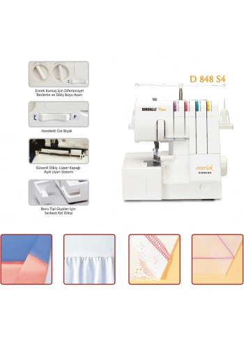 Bindallı BS 848 S Ev Tipi 3 ve 4 İplik Overlok Makinesi