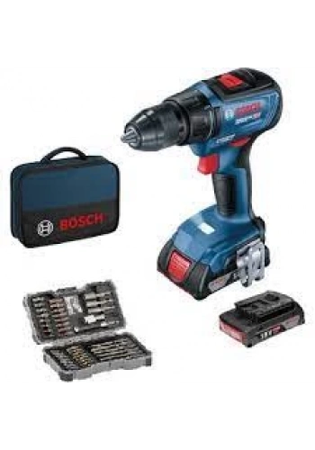 Bosch Akülü Vidalama Matkabı GSR 18V-50 (2 x 2,0 Ah Akü) + Vidalama Seti (43 Parça) - 06019H5004