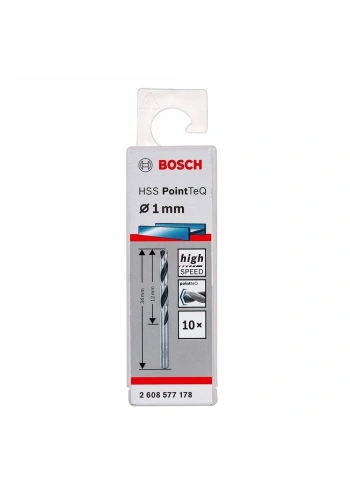 Bosch Metal Matkap Ucu HSS PointTeQ (DIN 338) 1,0 mm (10 Adet) - 2608577178