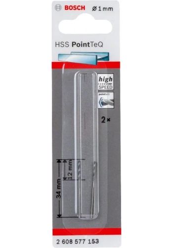 Bosch Metal Matkap Ucu HSS PointTeQ (DIN 338) 1,0 mm (2 Adet) - 2608577153