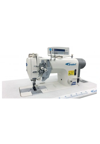 Broderi BD-8758-405 Direct Drive Tam Otamatik Büyük Mekik Iptalli Çift İğne Dikiş Makinesi (Dik Bıçak Sistemi)