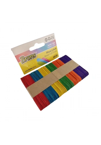 Brons Ahşap Dil Çubuk Renkli Mini Boy 50li