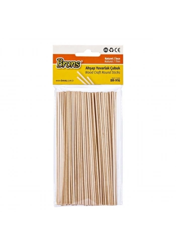 Brons Ahşap Yuvarlak Çubuk Naturel İnce 2x145mm 100lü