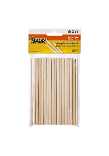 Brons Ahşap Yuvarlak Çubuk Naturel Kalın 5x135mm 50li
