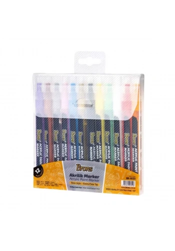 Brons Akrilik Marker İnce Uçlu 12li Set
