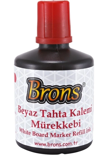 Brons Beyaz Tahta Kalemi Mürekkebi 100 cc. Kırmızı
