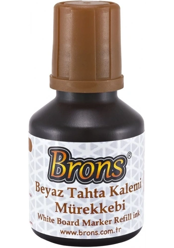 Brons Beyaz Tahta Kalemi Mürekkebi 30 cc. Kahverengi
