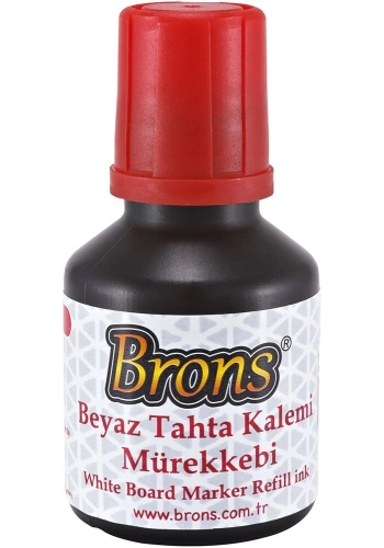 Brons Beyaz Tahta Kalemi Mürekkebi 30 cc. Kırmızı
