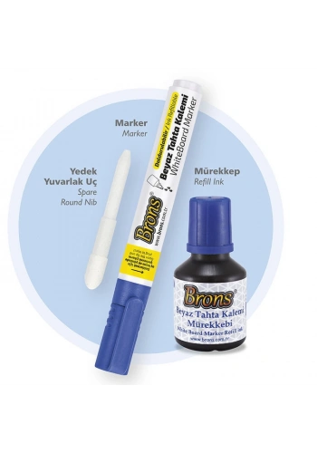 Brons Doldurulabilir Tahta Kalemi Seti Mavi (Kalem + Mürekkep + Yedek Uç)