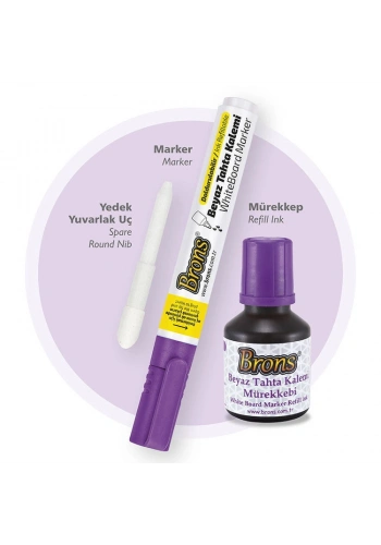 Brons Doldurulabilir Tahta Kalemi Seti Mor (Kalem + Mürekkep + Yedek Uç)