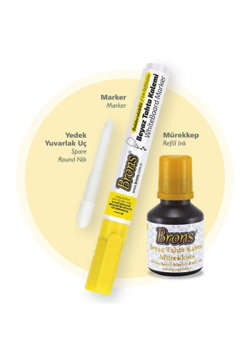 Brons Doldurulabilir Tahta Kalemi Seti Sarı (Kalem + Mürekkep + Yedek Uç)