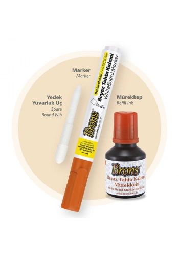 Brons Doldurulabilir Tahta Kalemi Seti Turuncu (Kalem + Mürekkep + Yedek Uç)