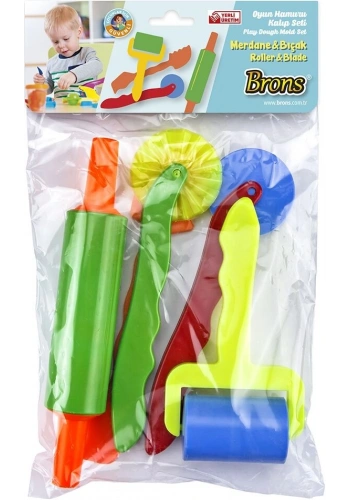 Brons Oyun Hamuru Kalıbı Merdane & Bıçak Seti 5 Parça
