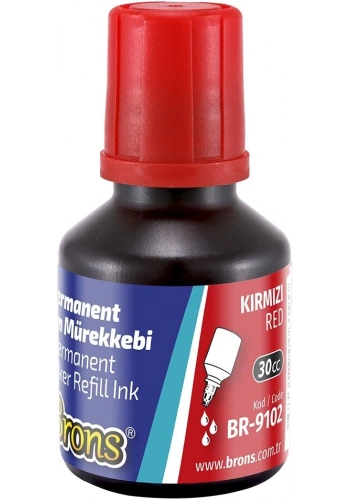Brons Permanent Marker Mürekkebi 30 cc. KIRMIZI