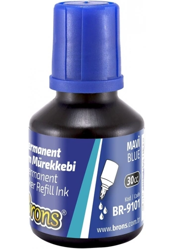 Brons Permanent Marker Mürekkebi 30 cc. MAVİ