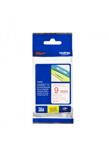BROTHER 9TZE222 P-TOUCH ETİKET MAKİNESİ ŞERİDİ 9mm BEYAZ-KIRMIZI
