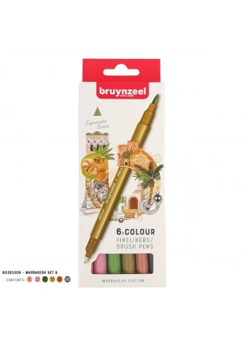 Bruynzeel Çift Taraflı Fırça Uçlu Kalem Seti 6lı - Marrakesh
