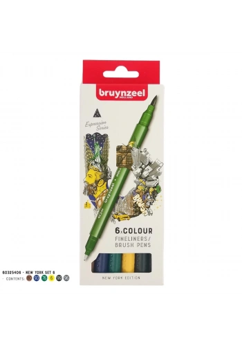 Bruynzeel Çift Taraflı Fırça Uçlu Kalem Seti 6lı - New York