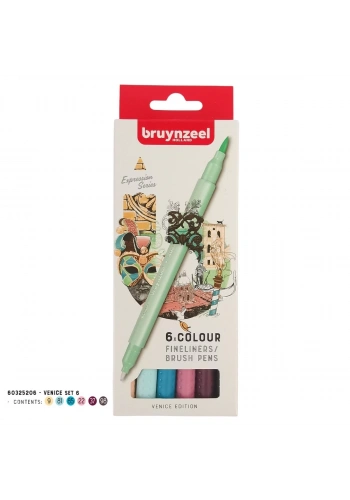 Bruynzeel Çift Taraflı Fırça Uçlu Kalem Seti 6lı - Venice