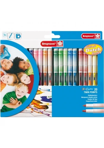 Bruynzeel Çift Taraflı Keçeli Kalem Twin Points 20li