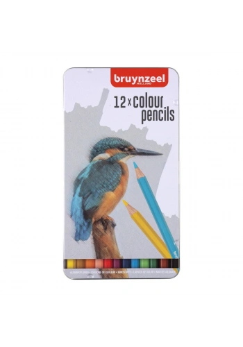 Bruynzeel Colour Pencils Kingfisher Set Kuru Boya Kalemi Seti 12 Renk Metal Kutu