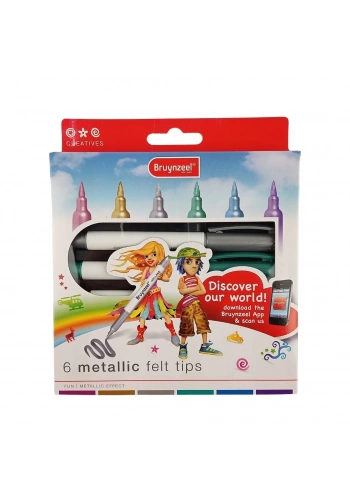 Bruynzeel Fırça Uçlu Keçeli Kalem Metalik Renkler 6lı