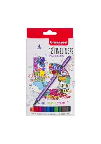 Bruynzeel İnce Uçlu Keçeli Kalem 0.4mm Seti 12li