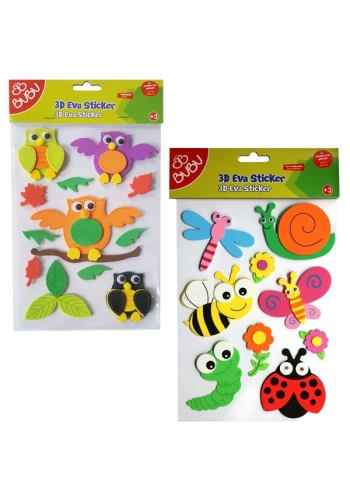 Bu-Bu 3D Eva Sticker Büyük Hayvanlar 24 Lü BUBU-STS044