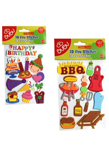Bu-Bu 3D Eva Sticker Parti 24 Lü BUBU-STS041
