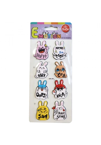 Bu-Bu Emotıons Puffy Stıckers Rabbıt & Message 9x21 BUBU-SWP-1904