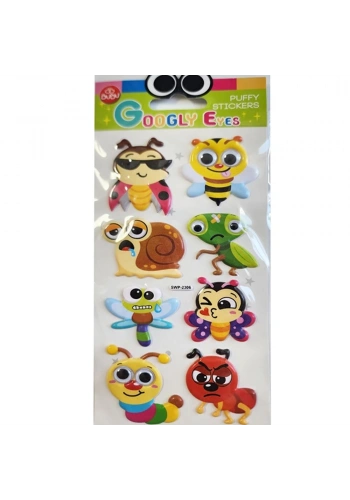 Bu-Bu Googly Eyes Puffy Stıcker Böcekler 9x21 BUBU-SWP-2306