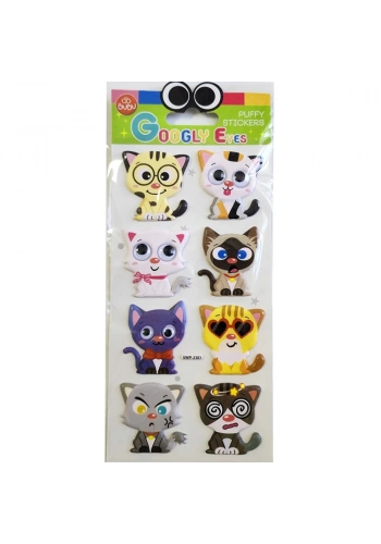 Bu-Bu Googly Eyes Puffy Stıcker Kediler 9x21 BUBU-SWP-2303