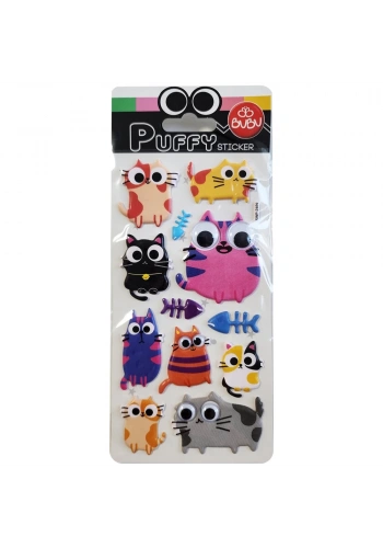 Bu-Bu Puffy Stıck Oynar Gözlü Şaşkın Kediler 9x21 BUBU-SWP-2409