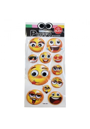 Bu-Bu Puffy Stıckers Oynar Gözlü Emojiler 9x21 BUBU-SWP-2201